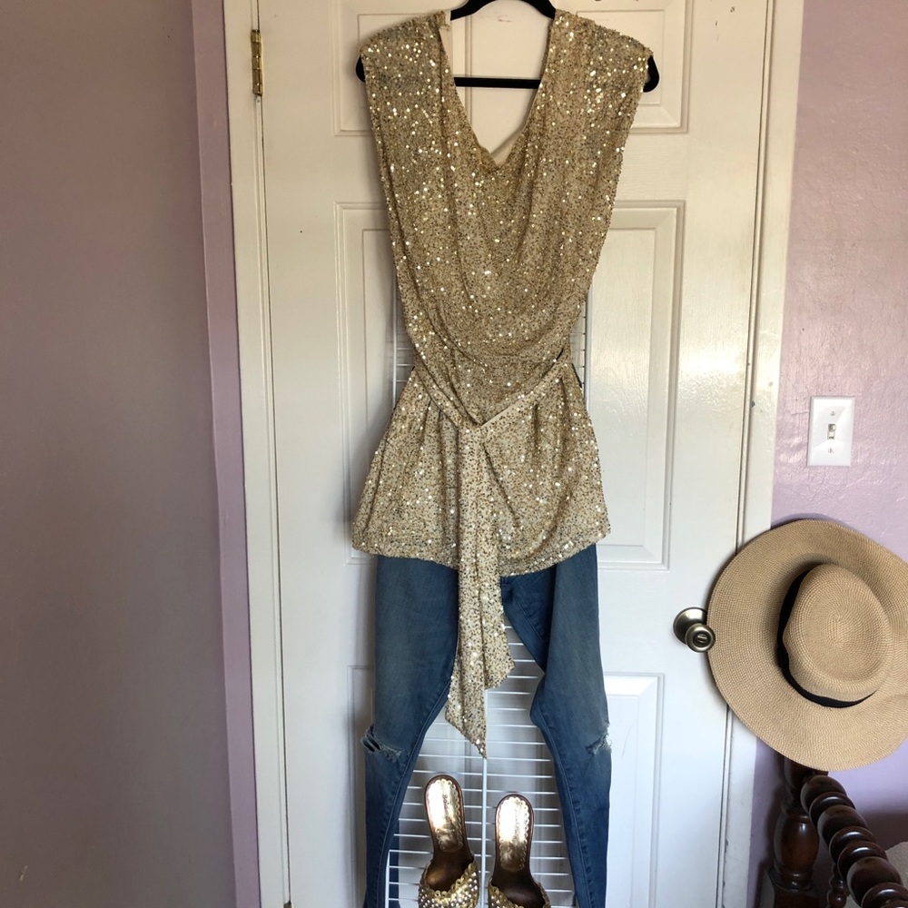 Haute Hippie Gold Sequins Tunic/ Mini Dress